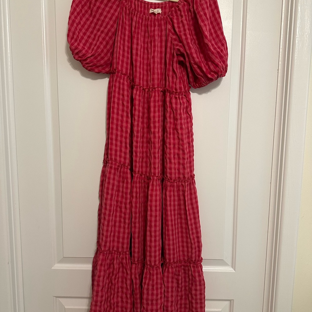 Hot Pink Gingham Maxi Dress
